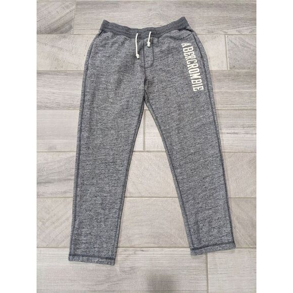 Abercrombie & Fitch Other - Abercrombie & Fitch Sweatpants Sz M Drawstring Gray Spellout Logo Fleece Lined
